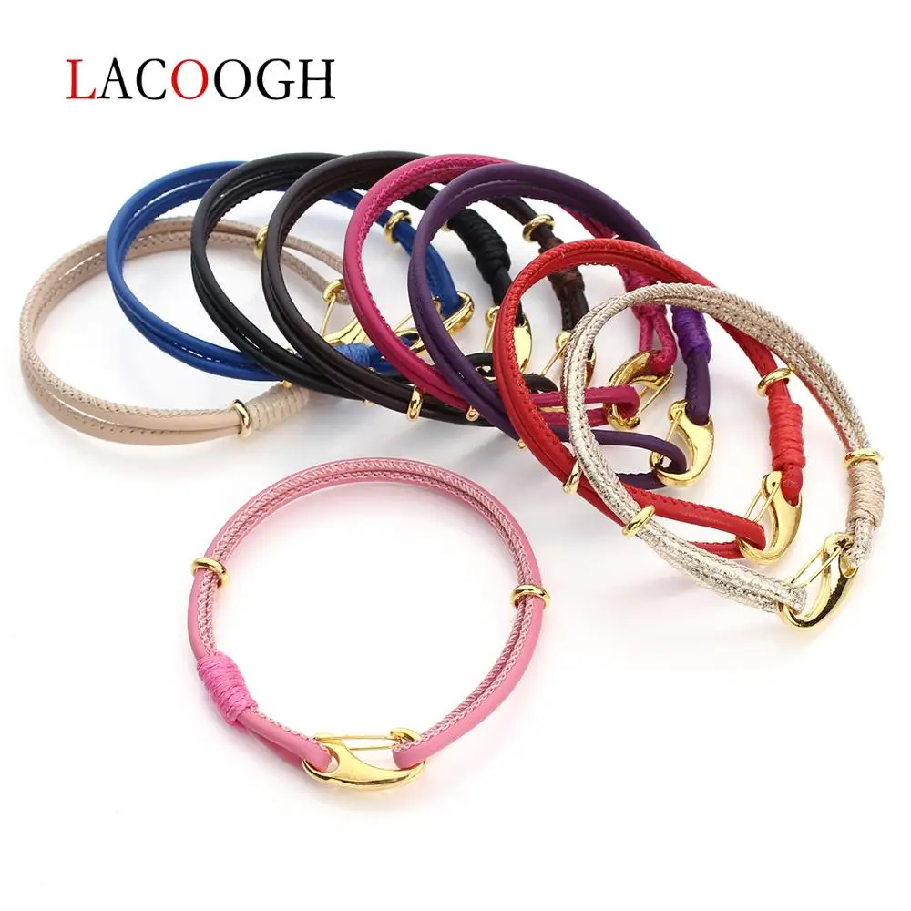 Новые модные подвески кожаные браслеты многоцветные двухслойные из овчины