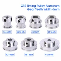 1pc gt2 timing pulley 3d printer pulley 30 36 40 60 tooth pulley wheel bore 5mm 8mm aluminum gear teeth width 6mm part