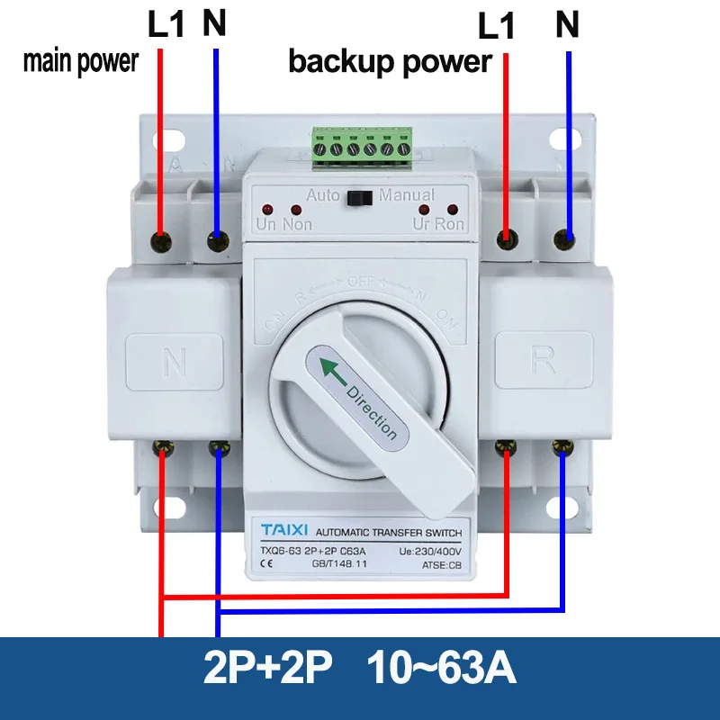Автоматический выключатель ATS Dual Power MCB 2P + 4P автоматическое/ручное переключение