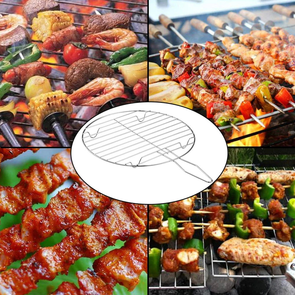 Нержавеющая сталь Шашлык Из мяса портативная круглая сетка для гриля пищевая сетка
