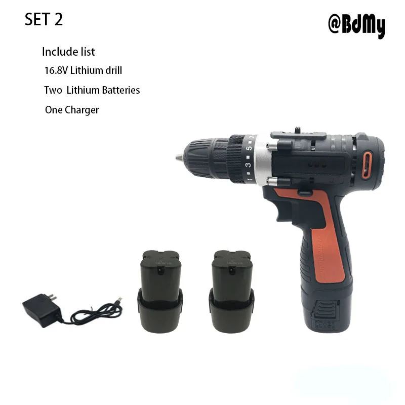 BDMY 16 8 VCordless литиевая батарея электрическая дрель двухскоростная Беспроводная