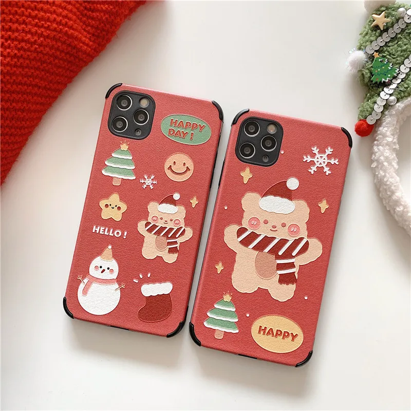 

For iphone 12 Pro Case,Cute Christmas Bear Tree Case For Iphone 11/XR Case,TPU Protective Phone Case For iphone 12Pro/XR/XS/7/8