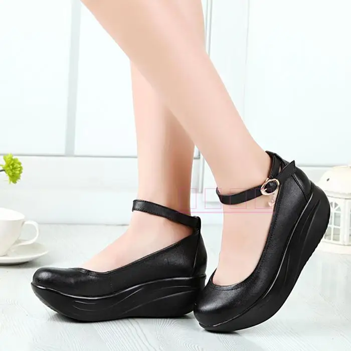 Женские босоножки из натуральной кожи на танкетке высоком каблуке размеры 34-43