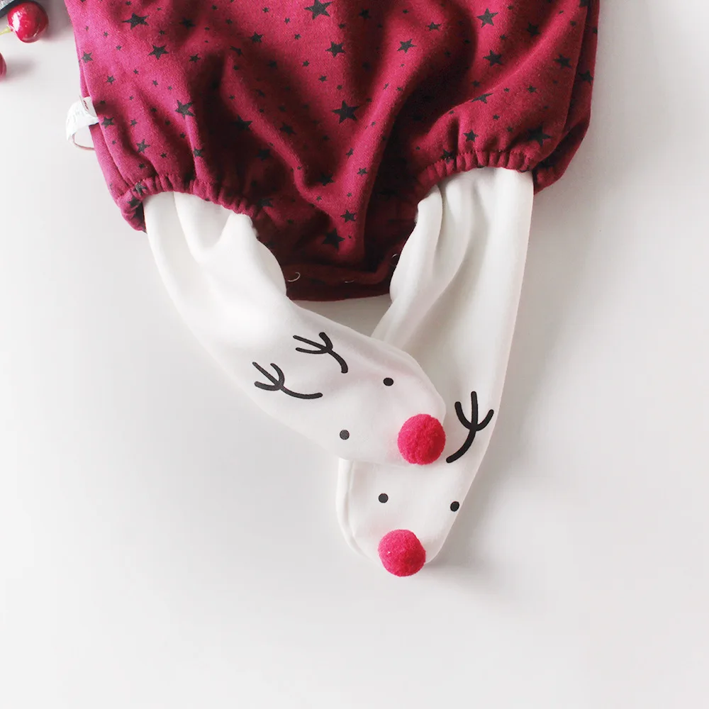 

Fashion Fall Winter Baby Girl Clothes Cotton Cute 3D Rabbit Ear Star Print Long Sleeve Hooded Thicken Sweater Baby Romper 0-18M