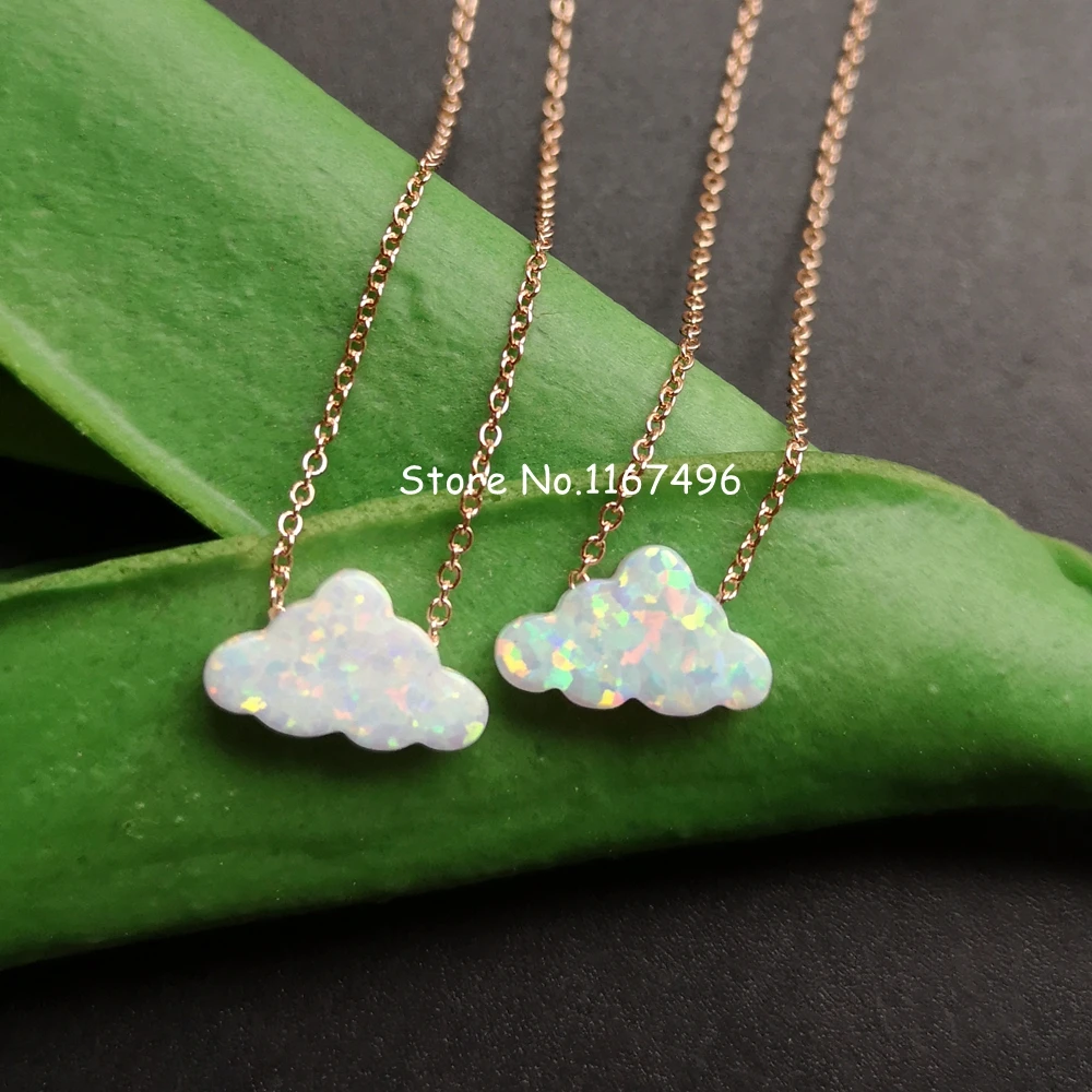 Ожерелье из серебра 100 пробы с синтетическим опалом в форме облака 7 3 шт./лот