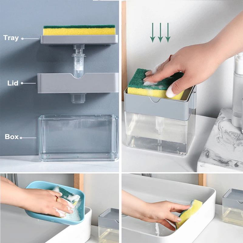Диспенсер для мыла новая Губка Caddy креативный кухонный Ручной пресс 2-в-1 дозатор