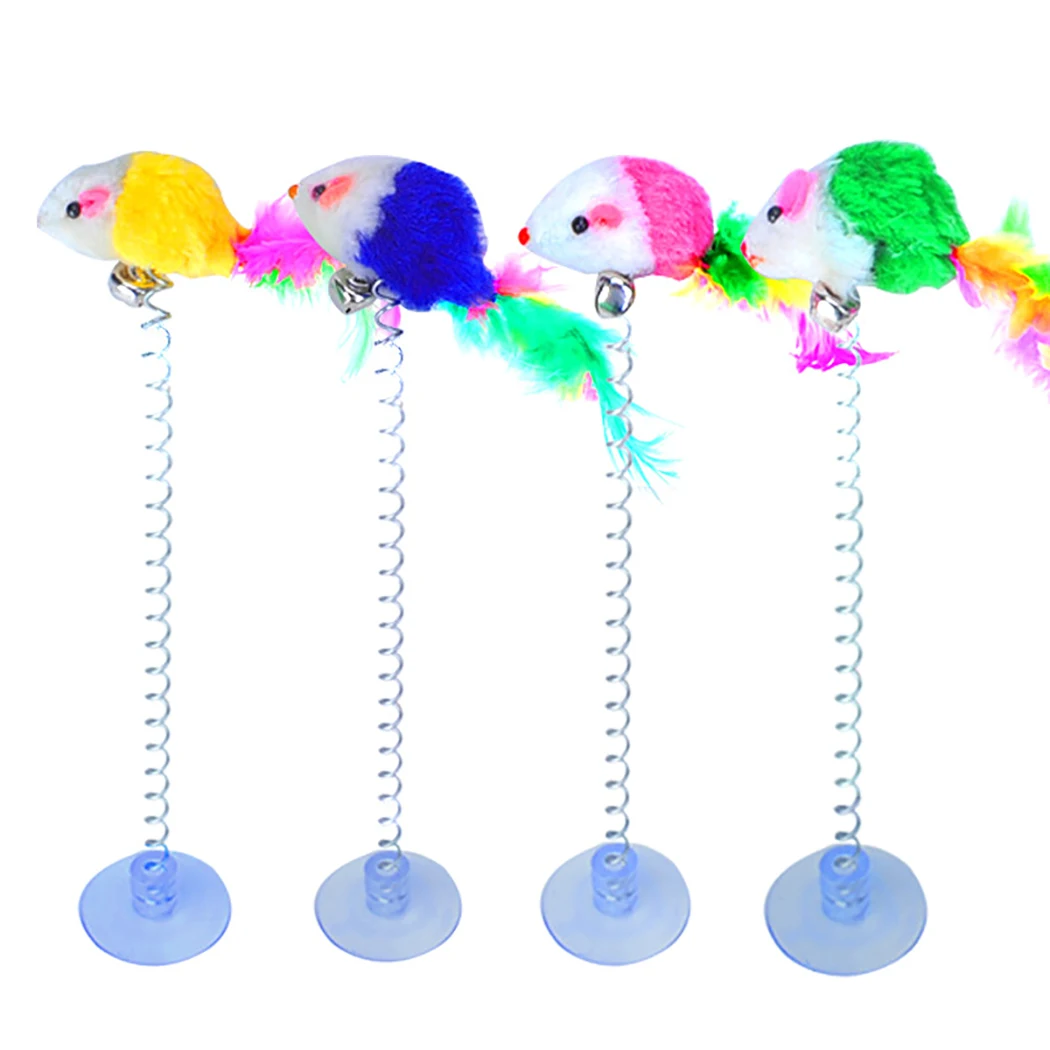 6pcs Cat Toys Make A Stick Feather With Bell Natural Like Birds False Mouse Interactive Funny Animal Playing Teaser | Дом и сад