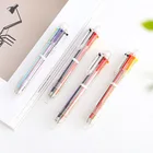 1 шт., креативный Красивая шариковая ручка, шесть цветов, прозрачный стержень, многофункциональный пресс, цветная масляная ручка, канцелярские принадлежности, школьные принадлежности