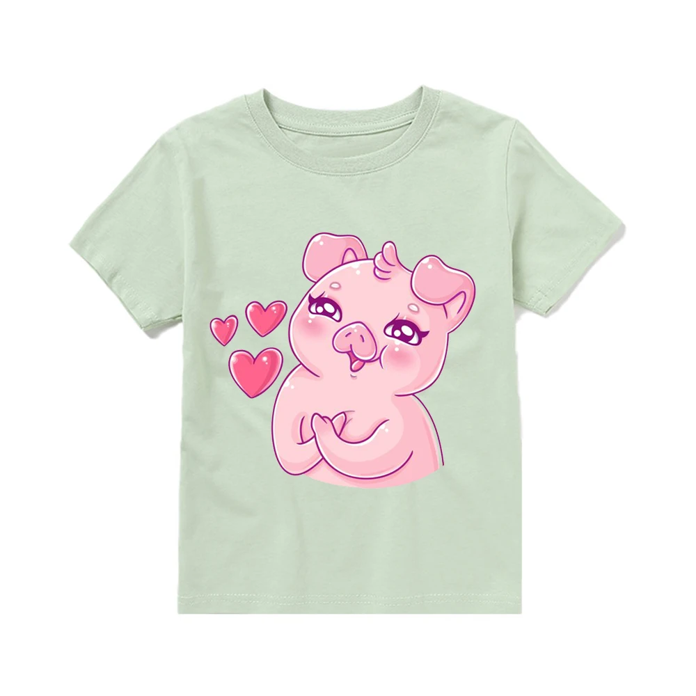 

Cute Love Pig Cartoon Print Tshirt For Girls/Boys Kids Clothes Funny Kawaii Children Casual Clothing Harajuku Shirt Streetwear