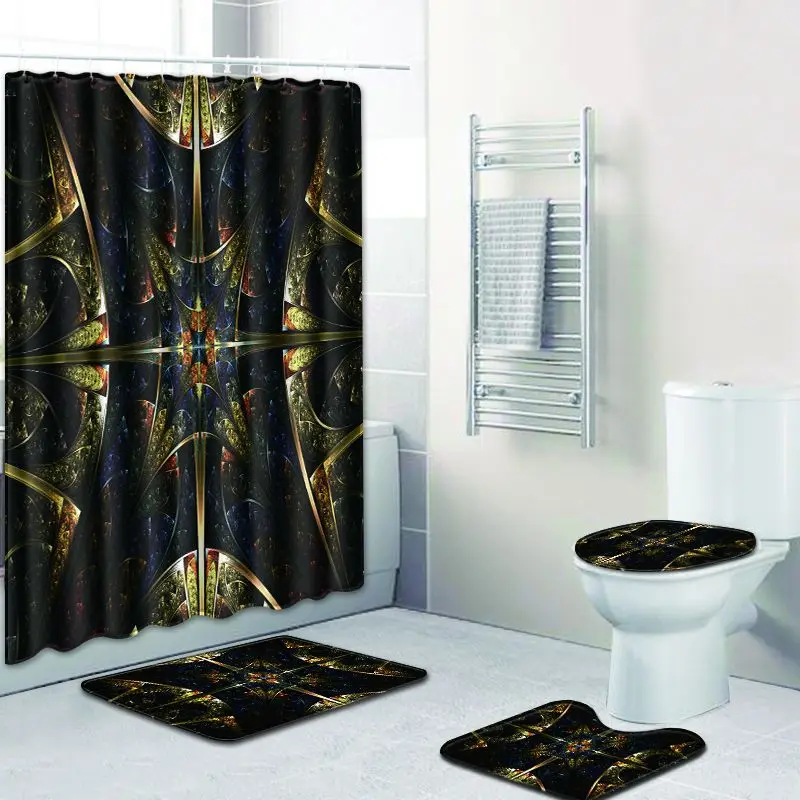 Zeegle Bathroom Mat Set and Shower Curtain Anti Slip Doormat Waterproof Washable Flannel Bath Carpets | Дом и сад