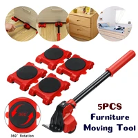 4pcs set furniture lifter heavy duty furniture mover transport moving system 4 move roller 1 wheel bar lifting hand tool set