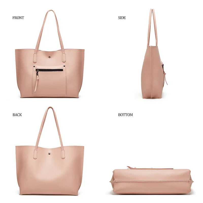 

LOOKVEED 2021 New Summer Lychee pattern PU Leather Tote Beach Bag Large Capacity simple leisure shopping weekend bags for women