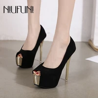 niufuni new 14cm thick high heels peep toe single shoes suede sandals metal heel simple summer sexy womens shoes pumps non slip