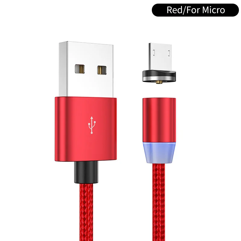 Red for micro YKZ Магнитный кабель Micro USB кабель для iPhone samsung type C Магнитный зарядный USB кабель Micro USB C Магнитный телефонный кабель освещение - Цвет: Red for micro
