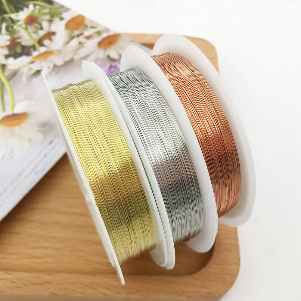 1 Roll 0.2/0.25/0.3/0.4/0.5/0.6/0.7mm Silver/Gold/Rose Gold Brass Copper Wires for Bracelet Necklace DIY Jewelry Making Findings