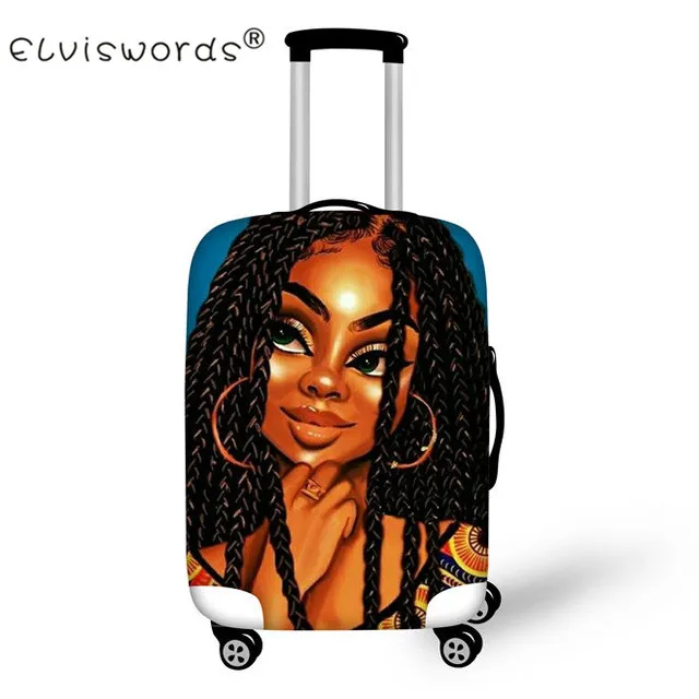 ELVISWORDS Black Girl Magic Afro Lady дорожный защитный чехол на чемодан для 18-30 дюймов аксессуары для путешествий Чехол - Цвет: YQ3710