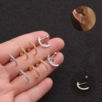 1pc new creative ear jewelry ear studs stainless steel screw earring piercing cz earlobe screw back stud earring