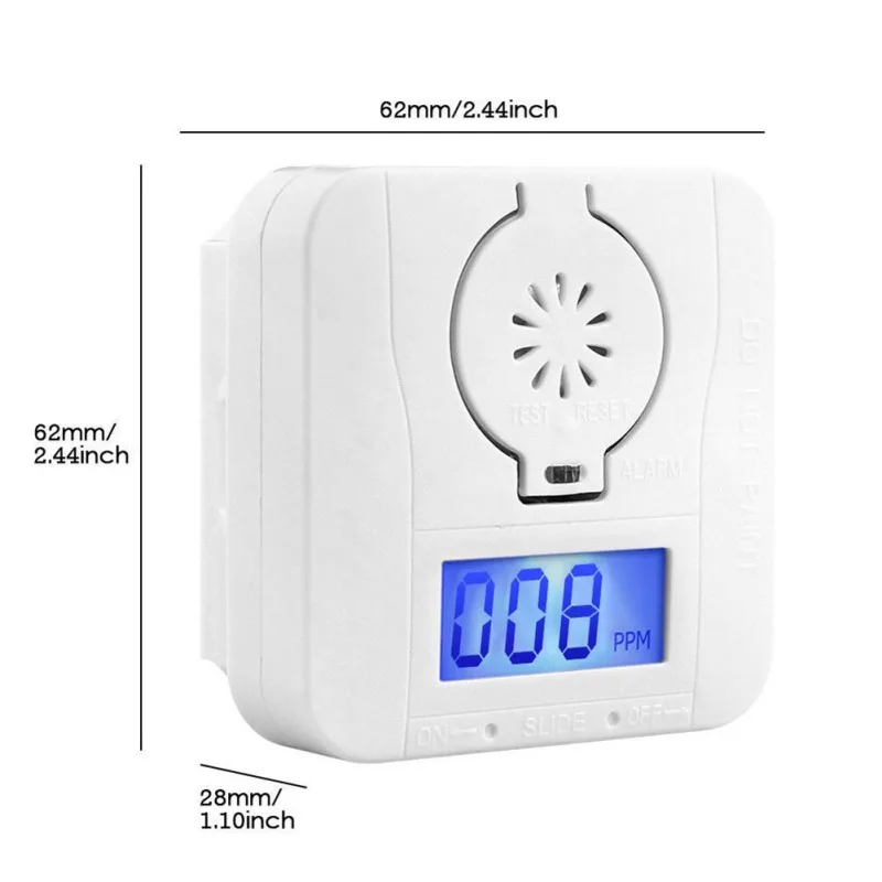 Carbon Monoxide Co2 Digital Warning Alarm Sensor Detector Temp LCD Display Detectors | Безопасность и защита