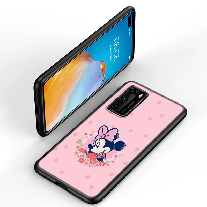 Red Mickey Minnie For Huawei P50 P40 P30 P20 P10 Pro Lite P Smart Z 2021 2019 4G 5G Silicone Soft Black Phone Case
