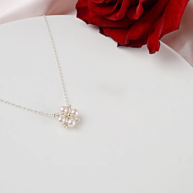 Женский чокер из серебра 925 пробы с натуральным пресноводным жемчугом|Ожерелья| |