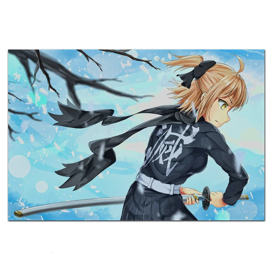 Саблейская Лилия fgo девушка воин аниме fanart гостиная домашнее Искусство Декор деревянная рамка шелковая ткань постер