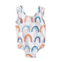 1 5y toddler baby girls one piece printed swimsuit cute sleeveless rainbow pattern bodysuit swimwear for summer