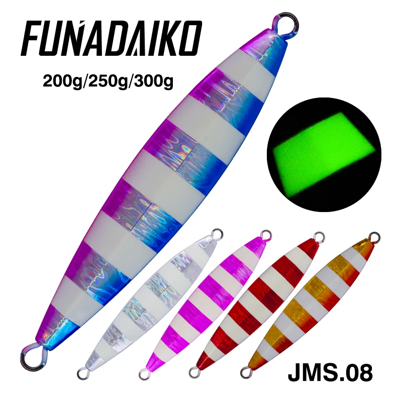Funadaiko медленный металлический джиг с крючками тонущий светящийся 200 г/250 г/300 г