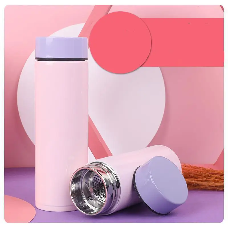 Мужская и женская студенческая мини-термосная чашка из нержавеющей стали модного дизайна для активного образа жизни с прямым корпусом "Подогревает воду".