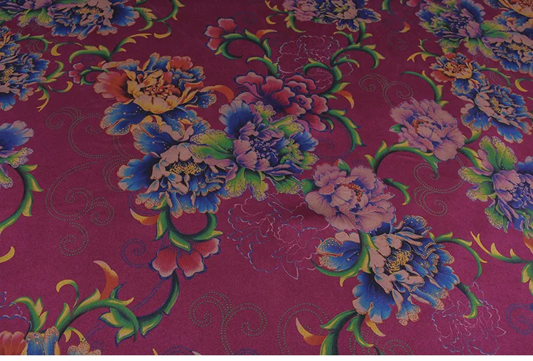 

Fabric Cloud Yarn Heavy Printed Silk Crepe Peony Satin