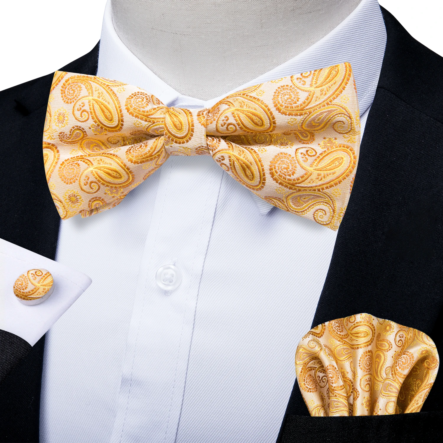 Мужская мода галстук бабочка официальное платье темно синий цветочный желтый