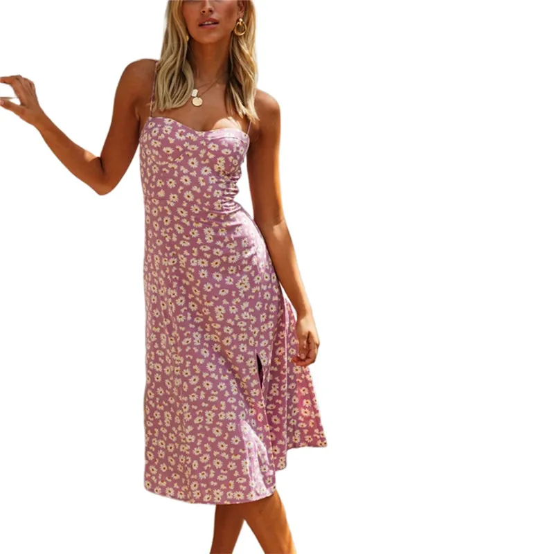 

2020 женское летнее платье без рукавов с цветочным принтом, женские вечерние платья миди в стиле бохо