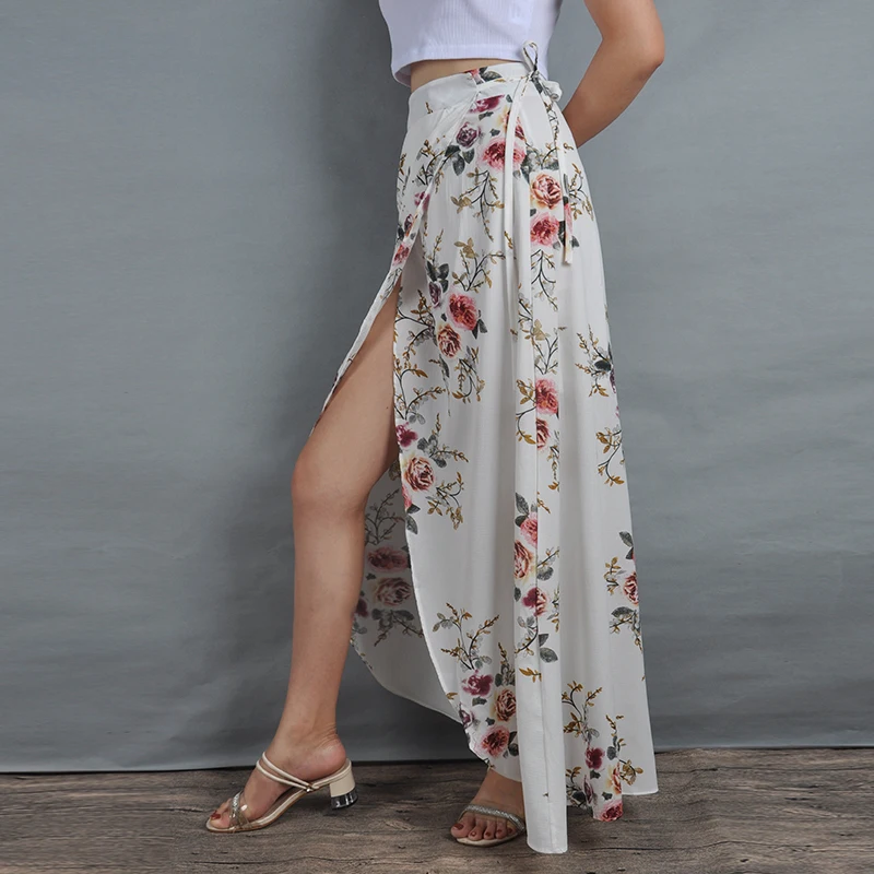 

Summer Holiday Long maxi sundress Fashion Sexy Women Skirts Bandage Cover Up Split Wrap Beach Skirt jupe faldas