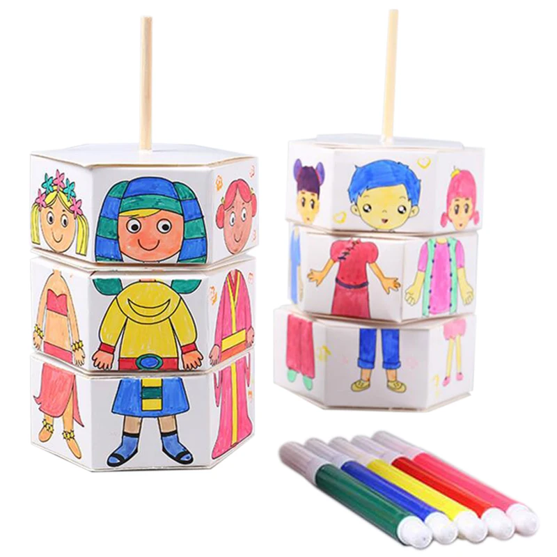 Детские вращающиеся наряды акварельные поделки ручной работы материал упаковка