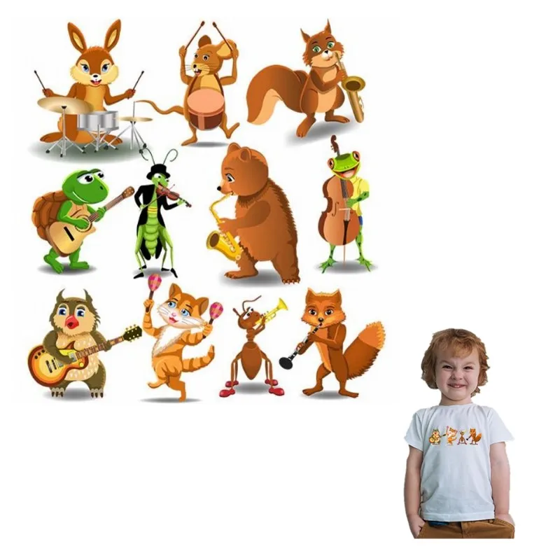 

1 Set Cartoon Forest Animals Iron On Patches For DIY Heat Transfer Clothes T-Shirt Thermal Stickers Decoration Printing