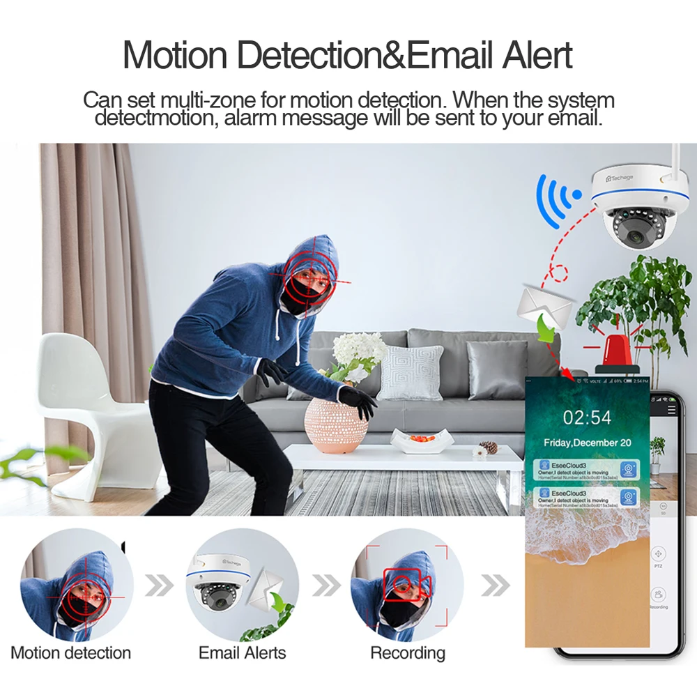 Беспроводная система видеонаблюдения Techage 8 каналов 1080P 2 МП Wi-Fi | Безопасность и