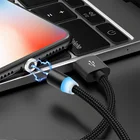 Магнитный USB-кабель 1 м, 2 м, Micro USB Type-C, Магнитный зарядный провод, светодиодный кабель, магнитный USB-шнур для Samsung, Xiaomi, Honor, HTC, LG