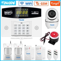 towode gsm wifi smart tuya smart home security system alarm system color lcd display burglar wireless connect compatible alexa