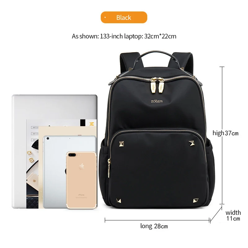 Сумка для ноутбука, женский рюкзак, водонепроницаемая нейлоновая сумка, новинка, kanhen, модная дорожная сумка, Mochila Mujer bolsa - Цвет: black