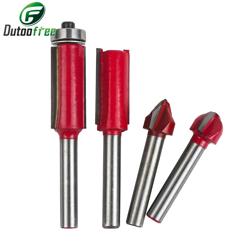 

6.35mm 1/4" Shank Tungsten Carbide Tipped Router Bit Set in Wood Case Milling Cutter Bit Woodworking Tools