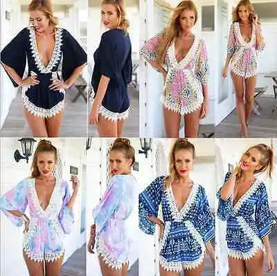 Модные женские стильные с принтом Длинные рукава Труба v образным вырезом Летние