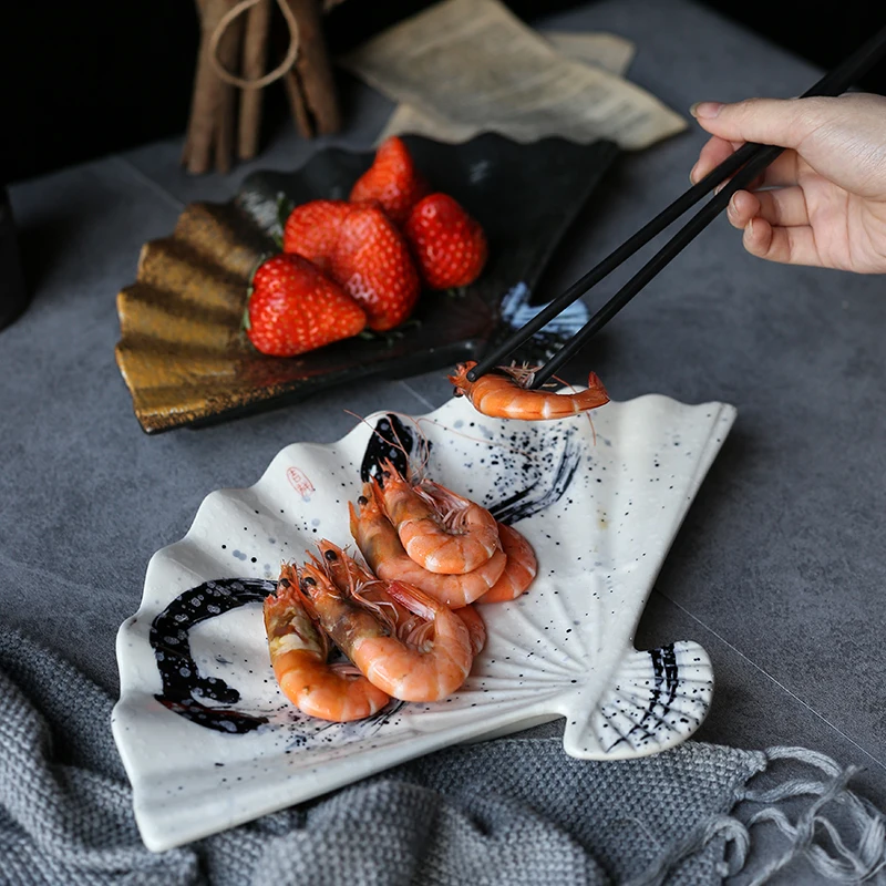 Тарелка в форме веера обеденные блюда японском стиле домашний декор блюдо ручной