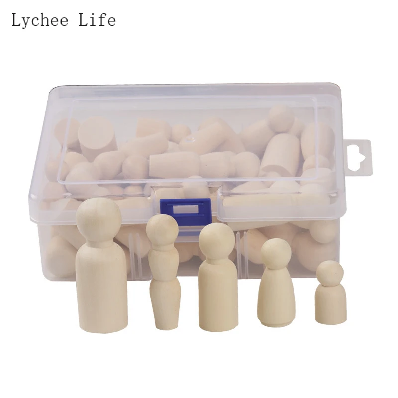 

Lychee Life 40 шт. мини незавершенные Woode люди колышки для кукол игрушки натуральные аксессуары ручной работы фигурки кукольные тела украшение до...