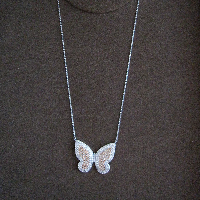 Модное ожерелье с кулоном-бабочкой из фианита AAA простое кулоном для
