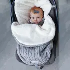 Для новорожденных зимняя коляска Обёрточная бумага Одеяло ножки толстый теплый вязаный крючком пеленать спальные мешки и подрастающих малышек, детский спальный мешок