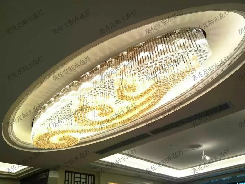 

Ballroom Lighting Oval Crystal Lamp Hotel Hall Lighting Sales Department Lighting