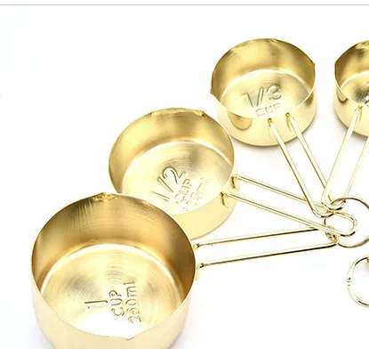 4PCS Gold 4 шт./8 мерные ложки в комплекте шт. Из нержавеющей стали, для выпечки чая, кофе, кухонные весы, мерная чашка, Скандинавское розовое золото, набор мерных ложек - Цвет: 4PCS Gold