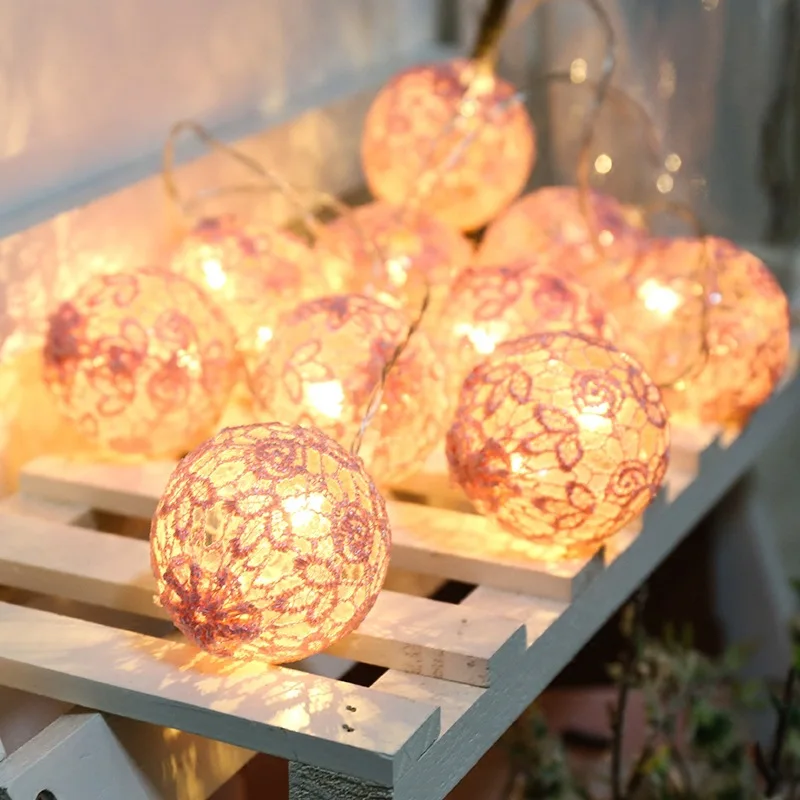 Светодиодный Кружевное бальное хлопковый светильник строка Цвет вспышки с