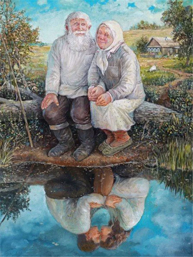 MIAODU Алмазная мозаика, алмазная вышивка, полный набор, сделай сам, алмазная живопись, вышивка крестиком, Кристальные круглые стразы для старой пары
