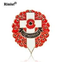 red classic cross poppy flower brooches women fashion party meeting clothing accessories church religion brooch pins