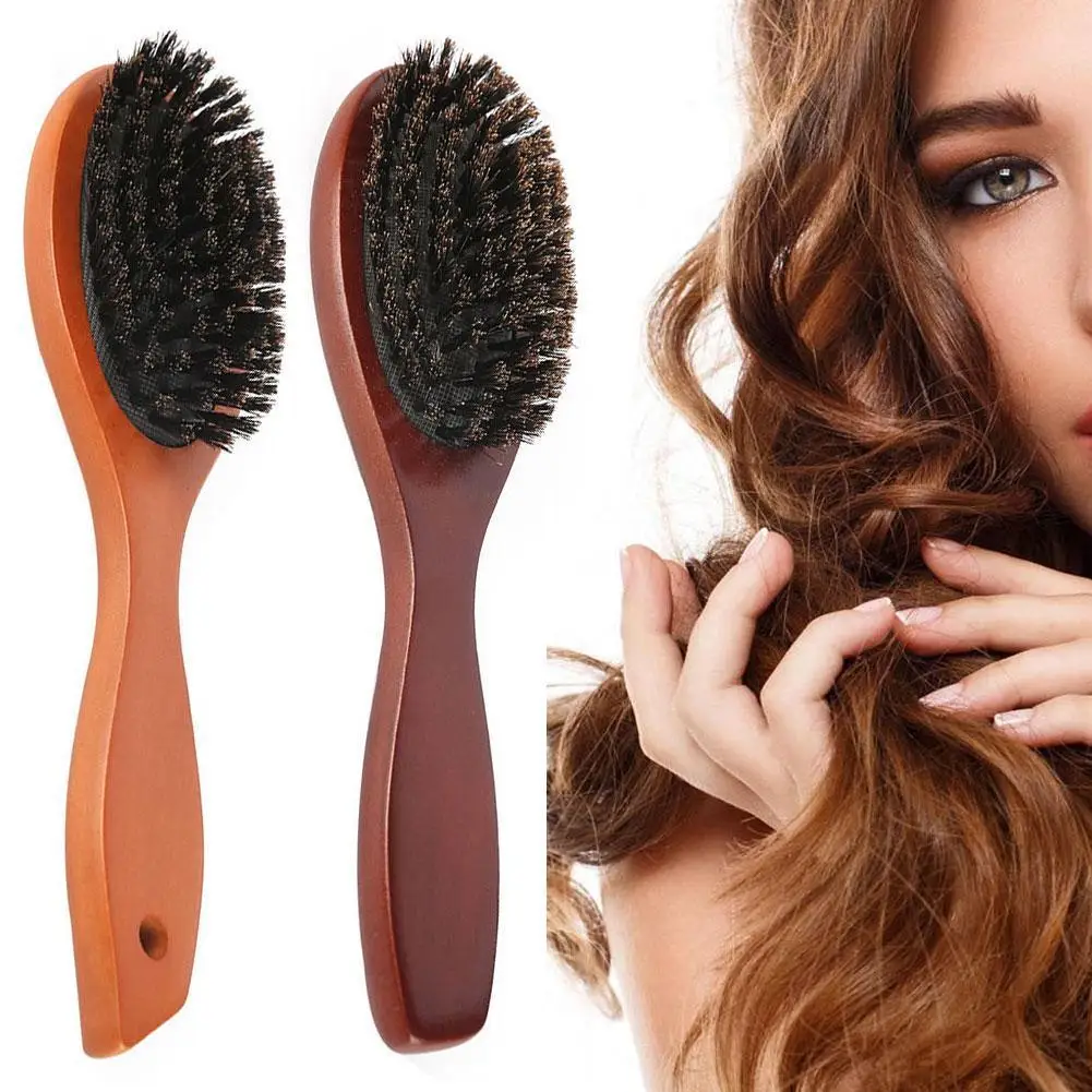 

Natural Boar Bristle Hairbrush Massage Comb Anti-Static Beech Styling Scalp Tool Hair Hair Comb Paddle Handle Brush Wooden M4J1